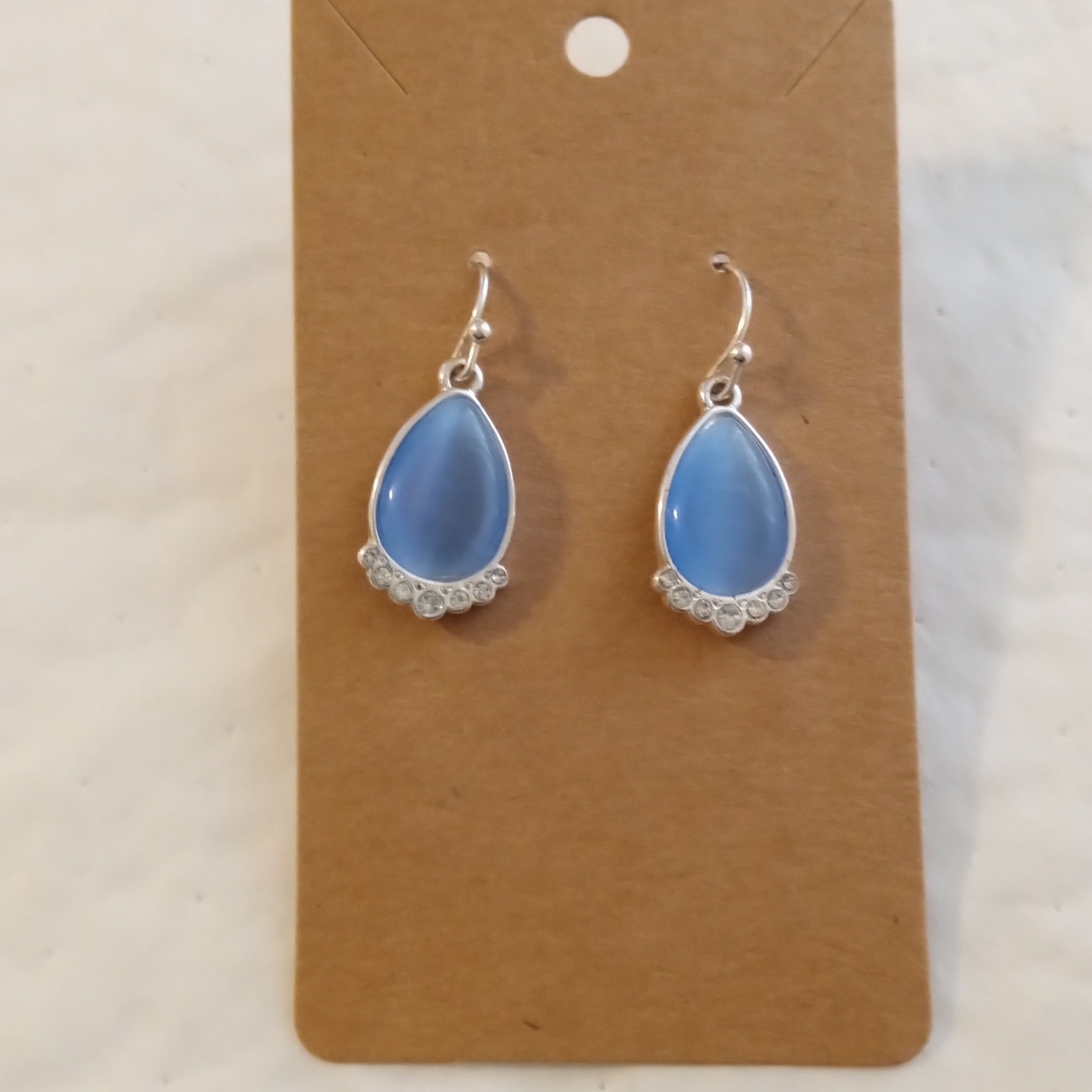 LC Lauren Conrad Blue and Silver Teardrop Earrings